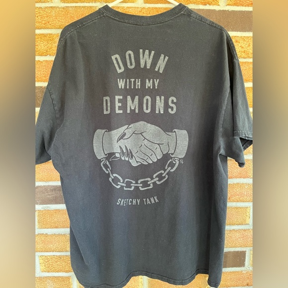 Sketchy Tank “Down With My Demons” T-shirt In Black, Size X-Large - Picture 3 of 5